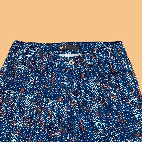 LEVI'S ABSTRACT PRINT DENIM SHORTS LOW-RISE BLUE & ORANGE SIZE 6 W28 - Picture 2 of 9